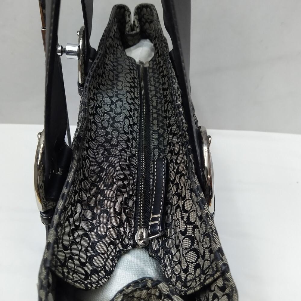 Coach Signature Black Canvas Leather Trim Double Handles Tote Bag - Picture 8 of 16